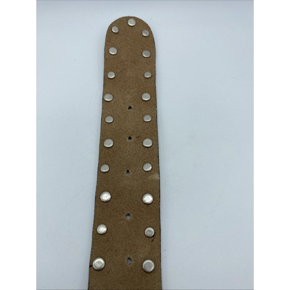 Brown Genuine Leather Belt F 20105 Women's Size M Stones, and Rivets - Picture 12 of 13